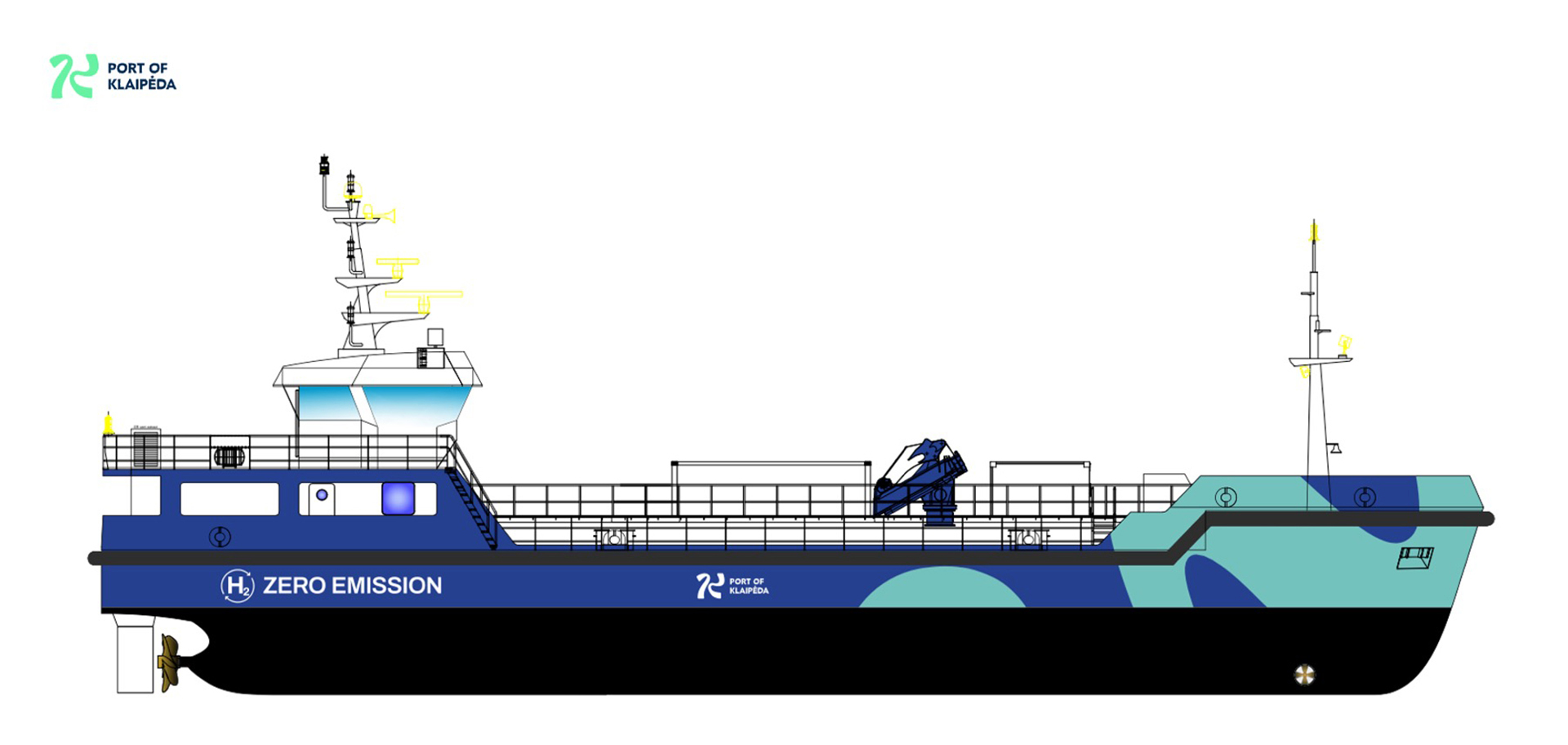 The 42 m long hydrogen-electric powered waste collector