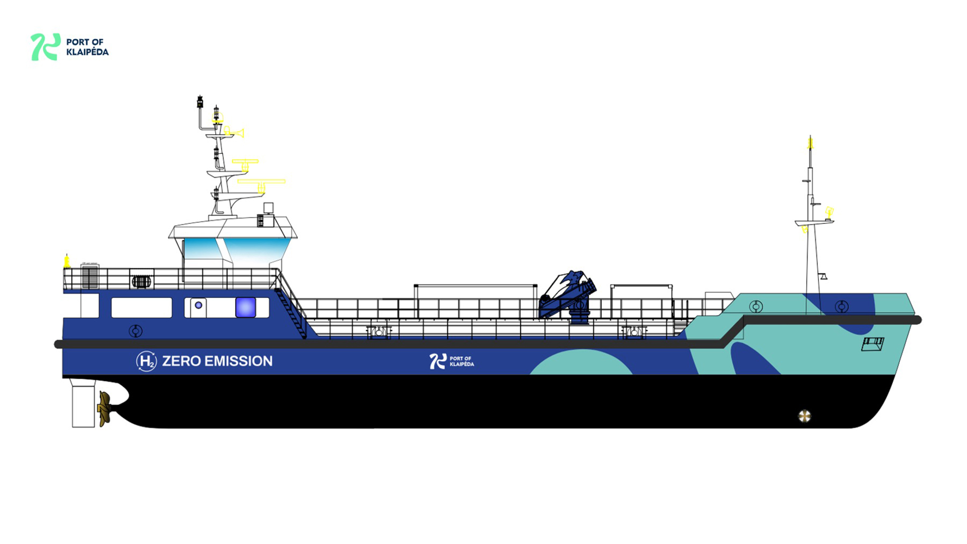 The 42 m long hydrogen-electric powered waste collector destined for Klaipeda Port